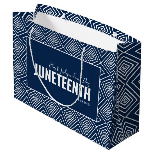 White Blue Independence Day June 19 JUNETEENTH Groot Cadeauzakje (Achterkant Gekanteld)