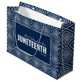 White Blue Independence Day June 19 JUNETEENTH Groot Cadeauzakje (Voorkant Gekanteld)