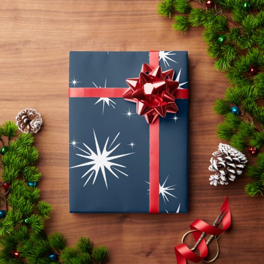 White Blue Kerstmis Stary Sky Wrapping Paper Cadeaupapier (Feestdagen Geschenken)