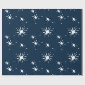 White Blue Kerstmis Stary Sky Wrapping Paper Cadeaupapier (Vlak)