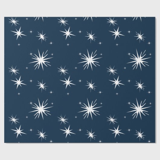 White Blue Kerstmis Stary Sky Wrapping Paper Cadeaupapier (Vlak)
