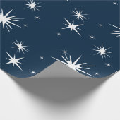 White Blue Kerstmis Stary Sky Wrapping Paper Cadeaupapier (Hoek)