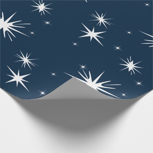 White Blue Kerstmis Stary Sky Wrapping Paper Cadeaupapier (Hoek)