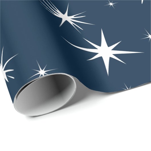 White Blue Kerstmis Stary Sky Wrapping Paper Cadeaupapier (Rol Hoek)