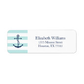 White Blue Mint Anchor en Stripes Etiket (Voorkant)