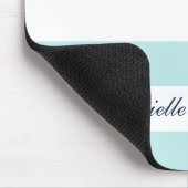 White Blue Mint Stripes Seahorse Muismat (Hoek)