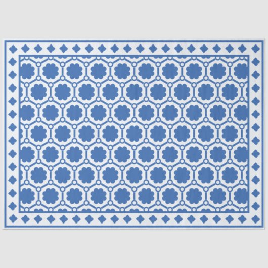 White Blue Modern Bone Inlay Decoupage Paper Tissuepapier (Voorkant)