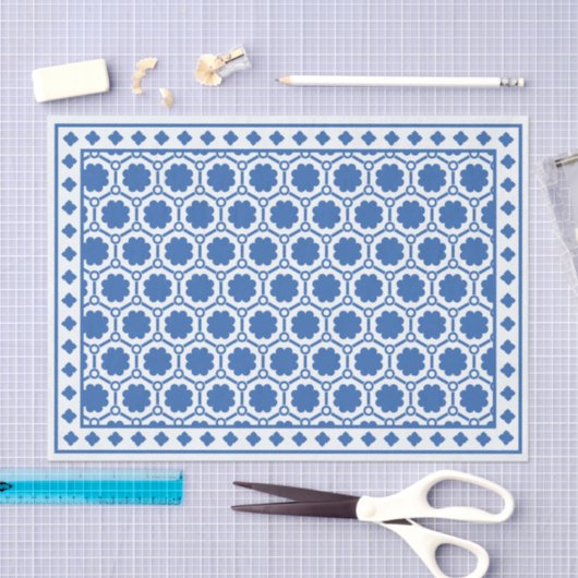 White Blue Modern Bone Inlay Decoupage Paper Tissuepapier (Craft)