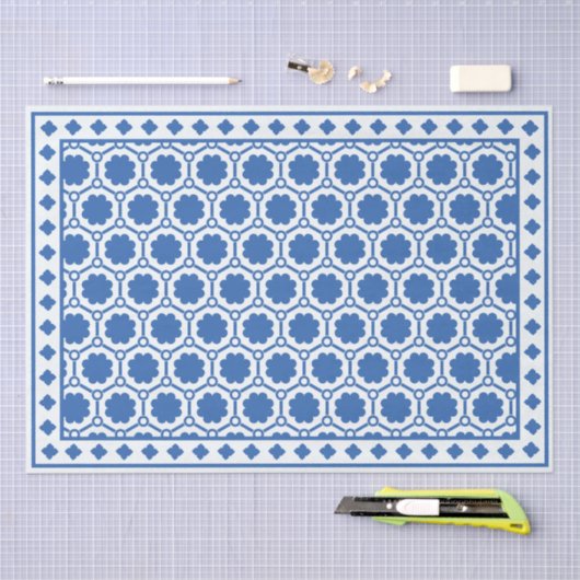 White Blue Modern Bone Inlay Decoupage Paper Tissuepapier (Craft)