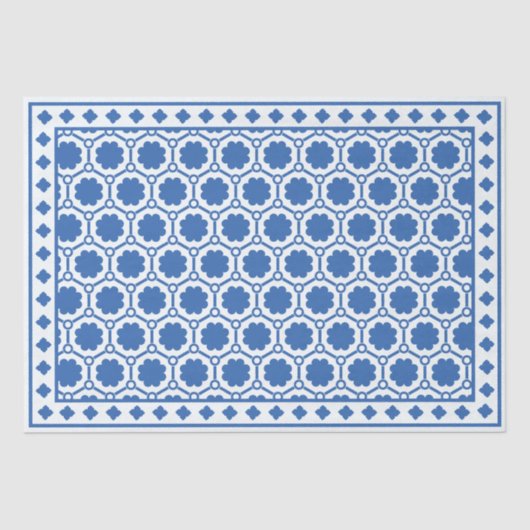 White Blue Modern Bone Inlay Decoupage Paper Tissuepapier (Voorkant)