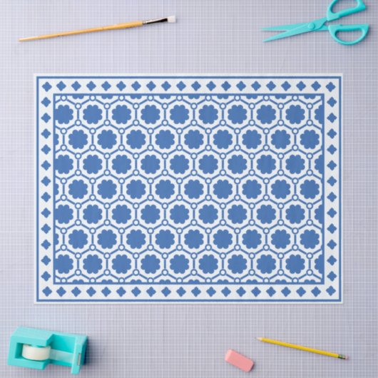 White Blue Modern Bone Inlay Decoupage Paper Tissuepapier (Craft)