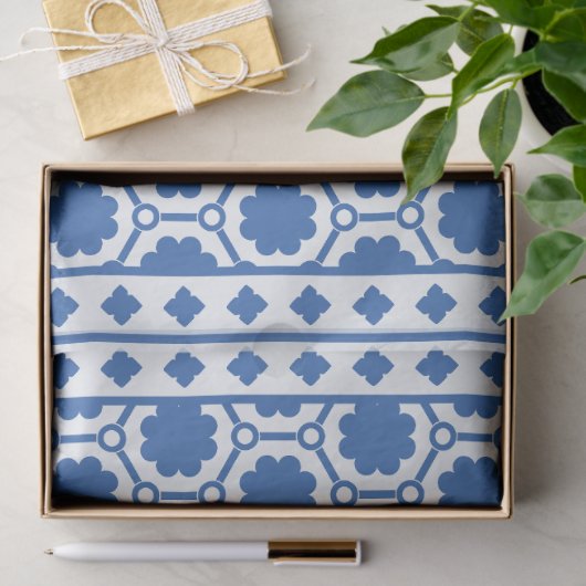 White Blue Modern Bone Inlay Decoupage Paper Tissuepapier (Geschenk)