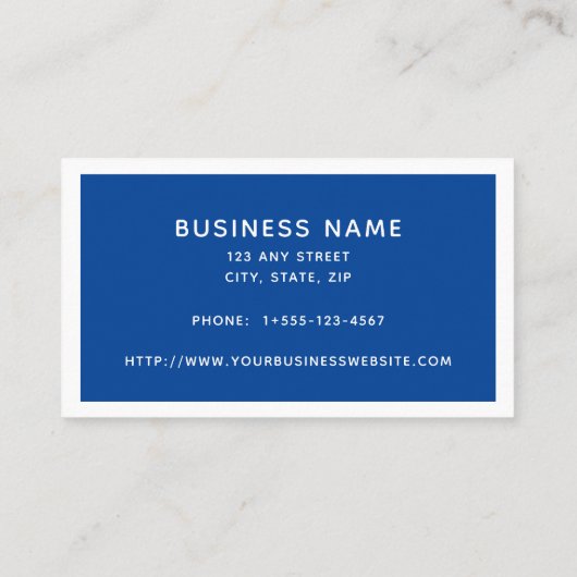 White Blue Modern Minimal Visitekaartje (Achterkant)