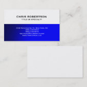 White Blue Modern Simple Plain Visitekaartje (Voorkant / Achterkant)