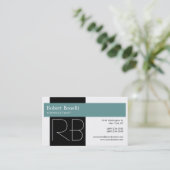 White Blue Monogram Consultant Visitekaartje (Staand voorkant)