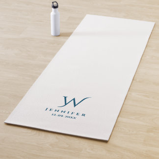 White Blue Monogram en Yoga Mat