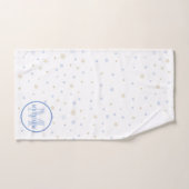 White & Blue Monogram Newborn Baby Bad Handdoek (Handdoek)