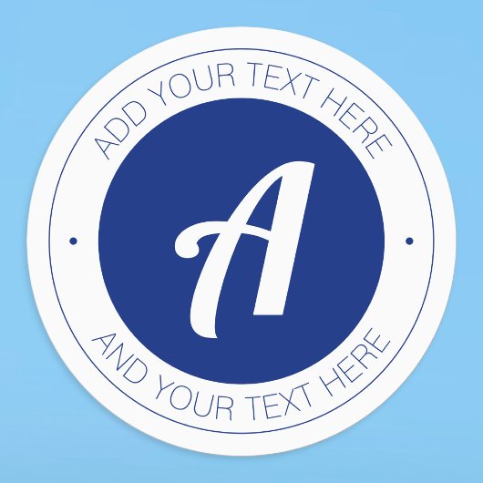 White & Blue Monogram of Add logo Waterbestendig Labels