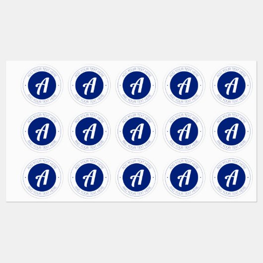 White & Blue Monogram of Add logo Waterbestendig Labels (Vel)