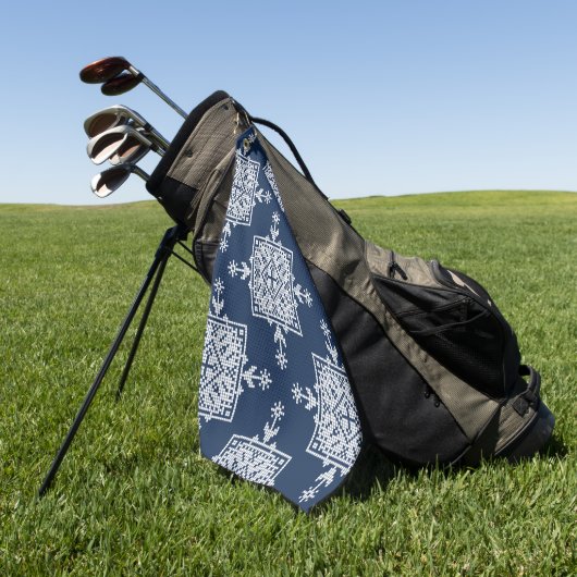 White Blue Mosaic Aztec Pattern Indian Mexican Eth Golfhanddoek (Groen)