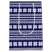 White Blue Norwegian KerstSweater Pattern Medium Cadeauzakje (Achterkant)