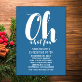 White Blue Oh wat Fun Holiday Party uitnodigen Kaart