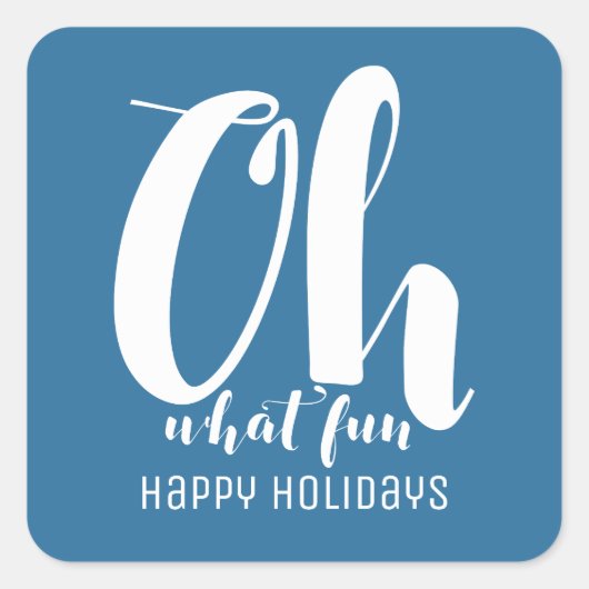White Blue Oh What Fun Holiday Stickers (Voorkant)
