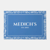 White & Blue  Paisley Pattern Doormat Deurmat (Voorkant)