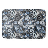 White & Blue Paisley Print Patroon Badmat (Voorkant)