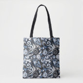 White & Blue Paisley Print Pattern Tote Bag (Voorkant)