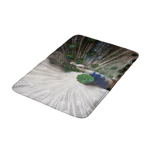 White Blue Peacock Badmat (Gekanteld)