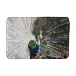 White Blue Peacock Badmat