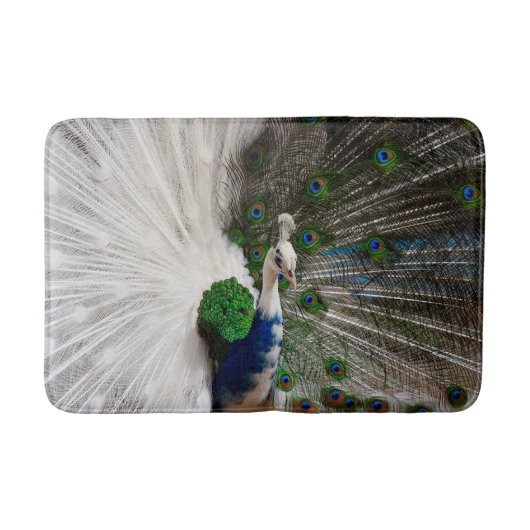 White Blue Peacock Badmat (Voorkant)