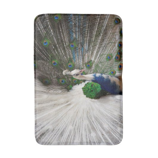 White Blue Peacock Badmat (Voorkant Verticaal)