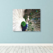 White Blue Peacock Canvas Afdruk (Insitu (Houten vloer))