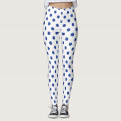 White Blue Polka Dot Pattern Leggings (Voorkant)
