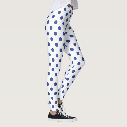 White Blue Polka Dot Pattern Leggings (Rechts)