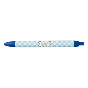 White Blue Polka Dots Zwarte Inkt Pen