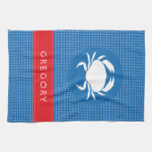 White & Blue Polkadot Cute Zee Crab Illustrator Theedoek (Horizontaal)