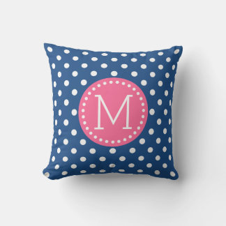 White & Blue Polkadot Pattern roze accenten Kussen