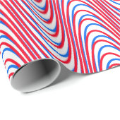 White Blue Red Moiré Stripes - Trippy Abstract Rad Cadeaupapier (Rol Hoek)