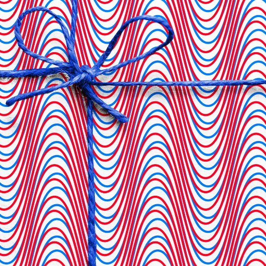 White Blue Red Moiré Stripes - Trippy Abstract Rad Cadeaupapier
