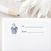 White Blue Santa Claus Christmas Etiket (Insitu)