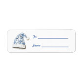 White Blue Santa Hat Christmas   Etiket (Voorkant)
