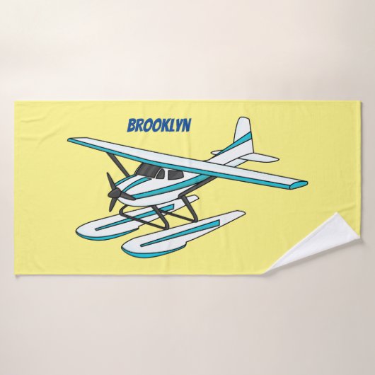 White blue seaplane afbeelding bad handdoek (Badhanddoek)