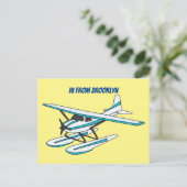 White blue seaplane afbeelding briefkaart (Staand voorkant)