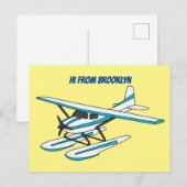 White blue seaplane afbeelding briefkaart (Voorkant / Achterkant)