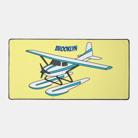 White blue seaplane afbeelding bureaumat (Voorkant)
