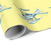 White blue seaplane afbeelding cadeaupapier (Rol Hoek)
