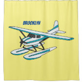 White blue seaplane afbeelding douchegordijn (Voorkant)